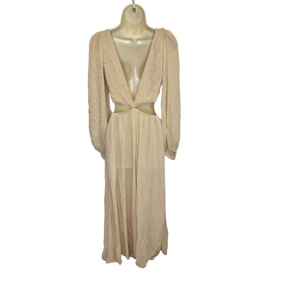 NEW Indah Julie Solid Ruched Bodice Cutaway Maxi Dress NWOT- Size M - Picture 4 of 11